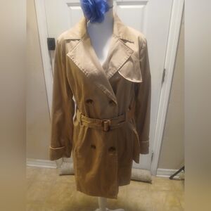 Classic Tan Double-Breasted 3/4 Length Belted Trench Coat